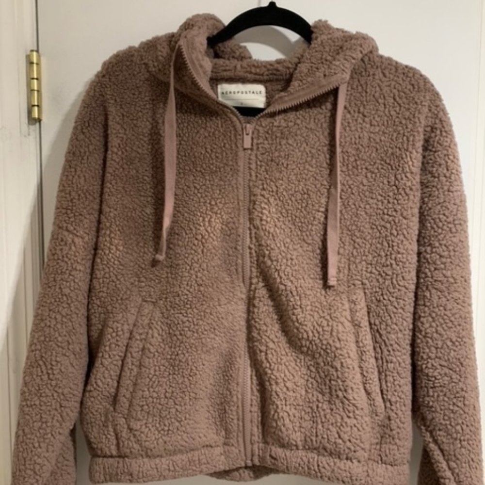 NWOT Aeropostale Sherpa Fleece full zip hoodie Size Small Color Mauve